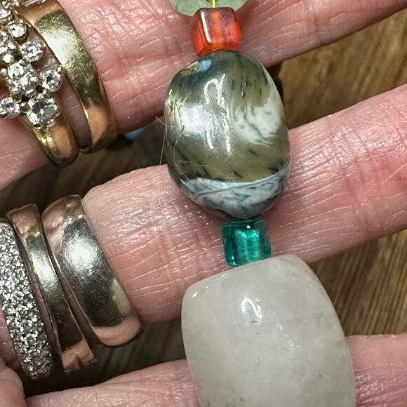 OOAK Multi Colored Genuine Semi Precious  Polished Gemstone Necklace Stones - Picture 8 of 9